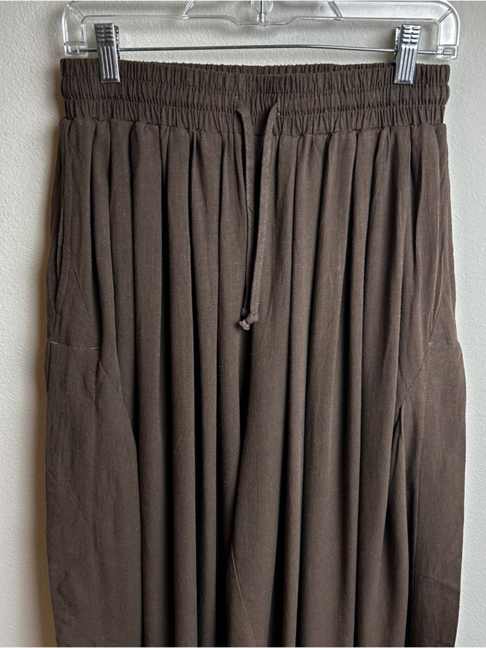 NWT Tarse Linen blend wide leg split skirt pants loose palazzo pants brown S - Picture 2 of 12